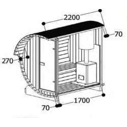 Sauna tnde 220 cm- 3-4 personer