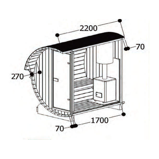 Sauna tnde 220 cm- 3-4 personer