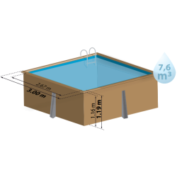Gre - Carra - Trpool Firkantet 3 x 3 H 1,19 m