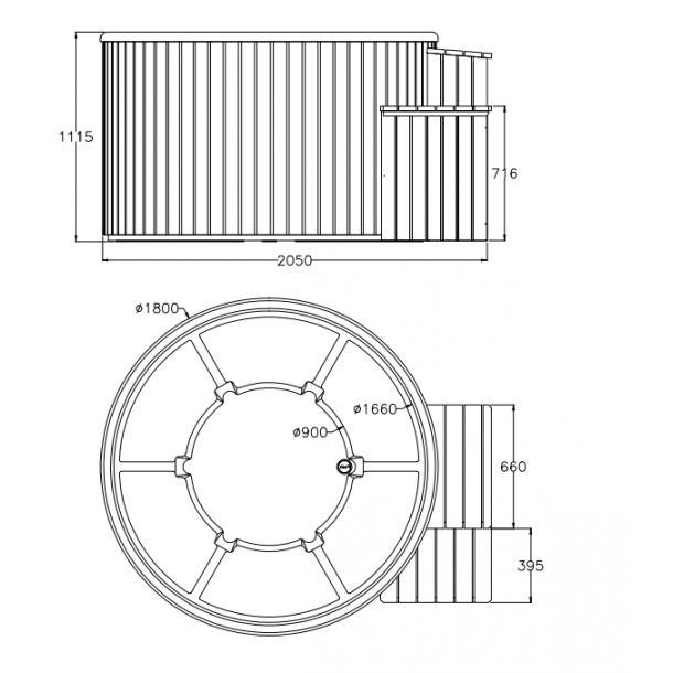 Citytub Vildmarksbad Arctic Gasovn Isoleret Dark Grey