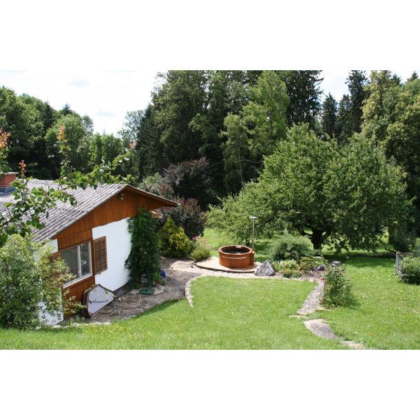 Vildmarksbad Udvendig ovn Special trappe Topkant Thermowood Saml selv