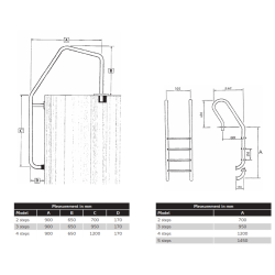 Stige 3 trin i rustfri stl til pool med overlb