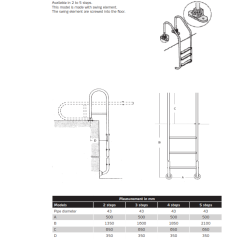 Stige 3 trin med swing element i rustfri stl