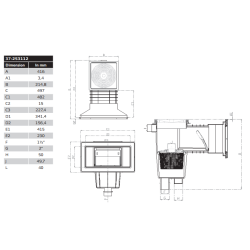 Skimmer bred bning med liner kit til nedgravet pool