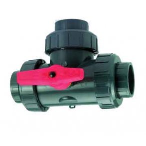 3 vejs drejeventil pvc,  32 mm - t-kugle ventil